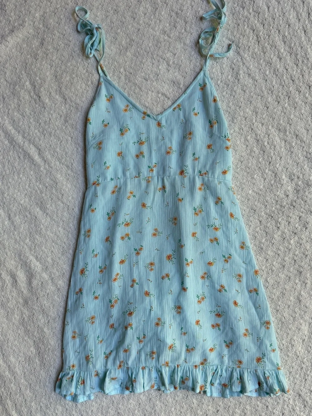 Billabong Light Blue Floral Tie-Shoulder Slip Dress